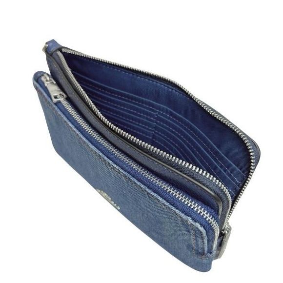 Coach Double Zip Wallet -  Denim/Silver/Indigo - Picture 3 of 11